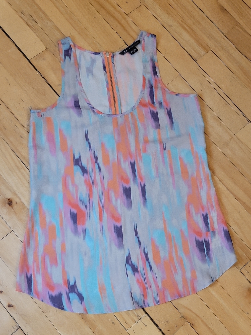 Armani Exchange Coral, Aqua & Purple Abstract Print Camisole Size S
